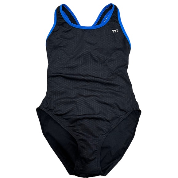 TYR Swim Tyr Hexa Maxfit One Piece Swimsuit Size 4 X Black Blue